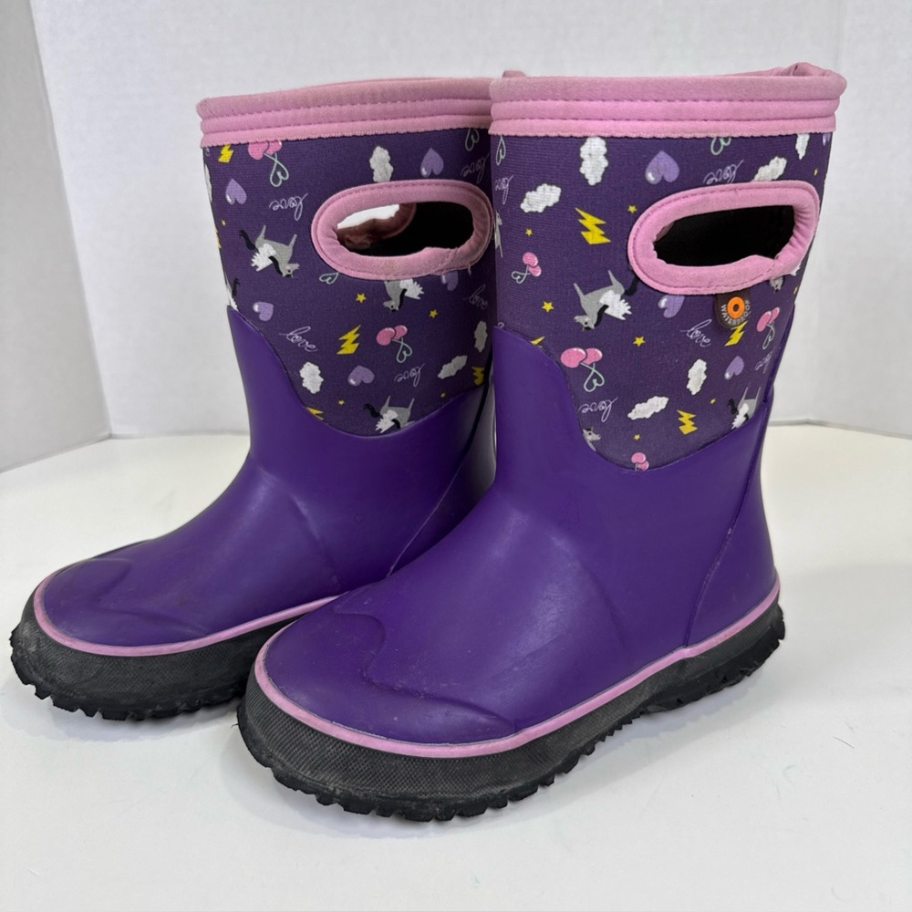 BOGS Grasp Pegasus Kids Girls Size 11  Waterproof Snow Boots Purple Unicorn